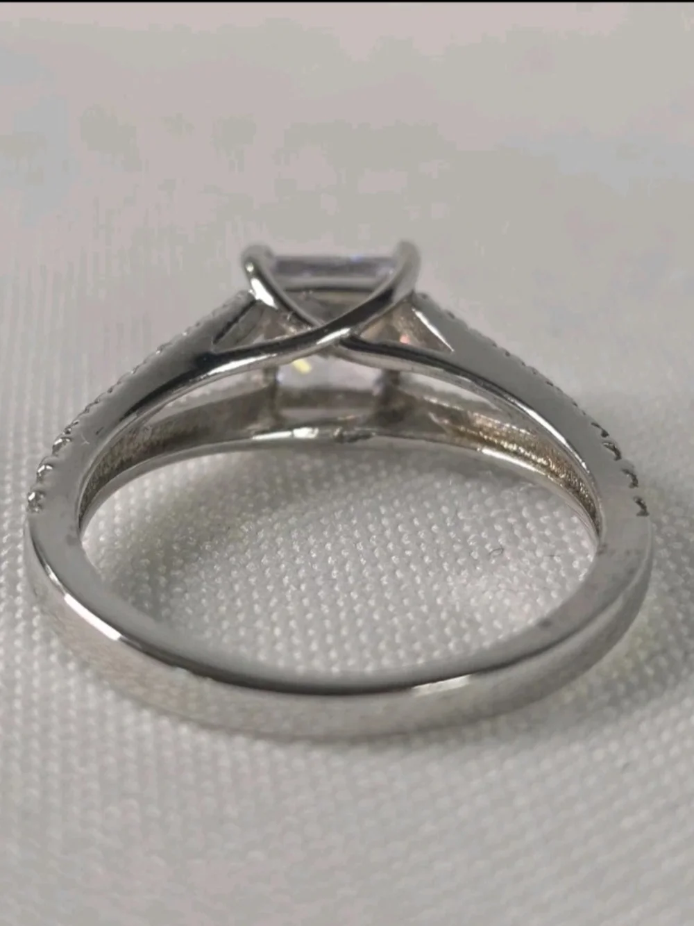 Italo Princess Cut White Sapphire Split Shank Ring 925 Sterling Silver NIB